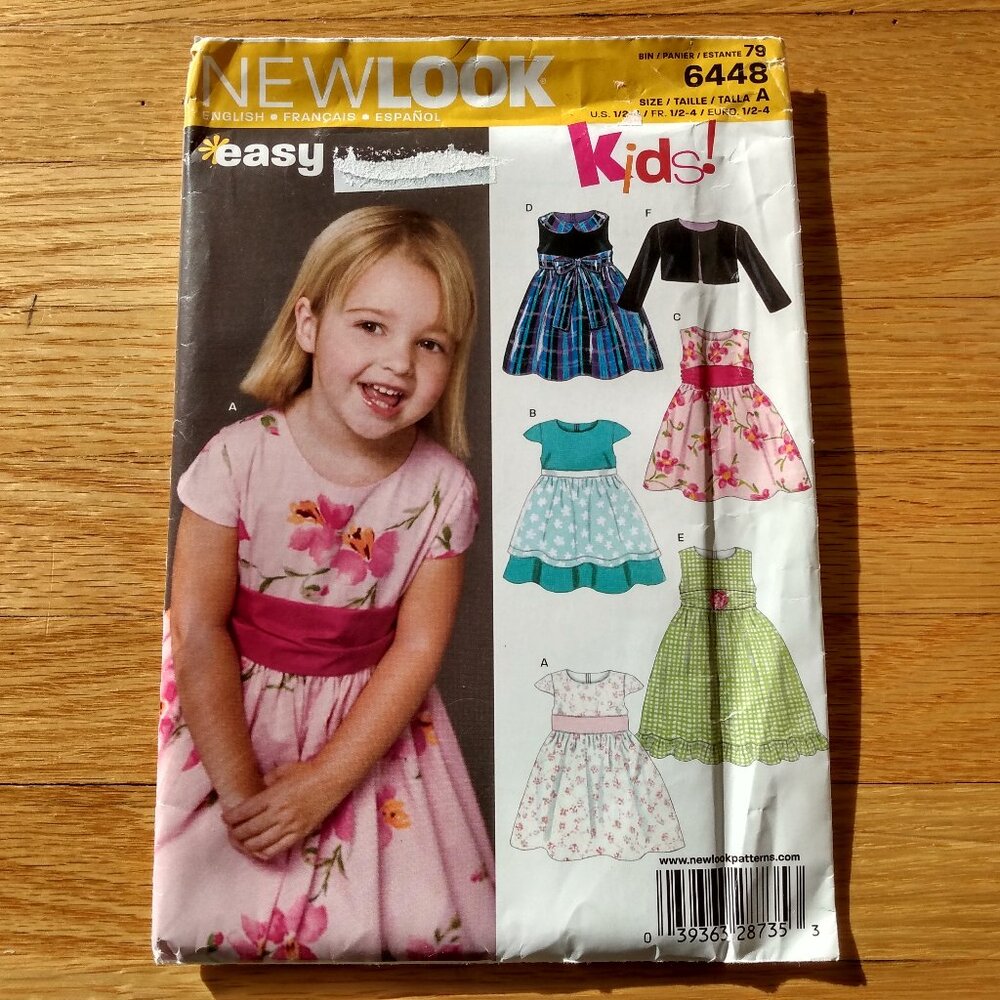 Girls Dress Bolero Sewing Pattern Size 1/2-4 Party Apron New Look 6448 UNCUT